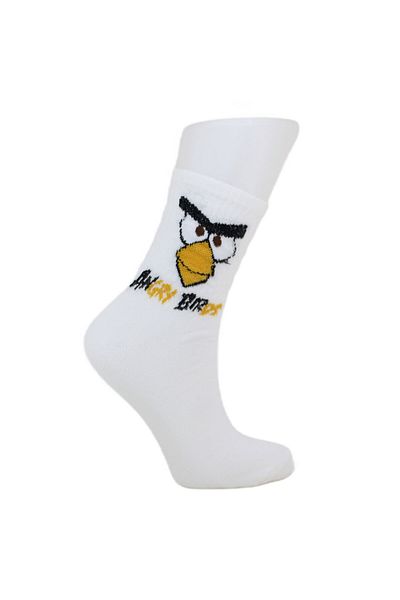 LOOKSOCKS Look Socks Angry Birds Character Pattern Λευκές κάλτσες κολλεγίου 3 τεμαχίων