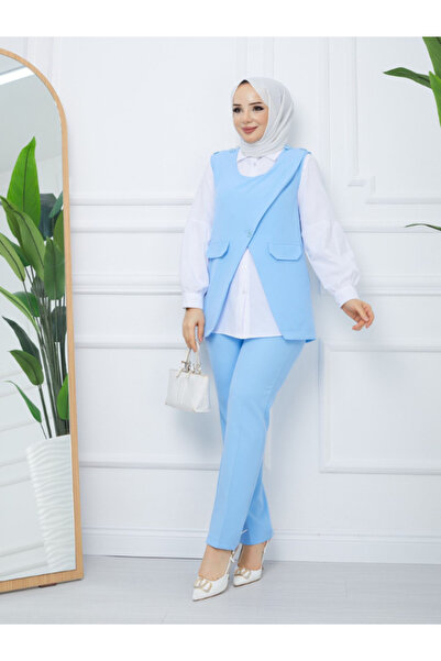 BERNEO Жіночий комплект з 3 предметів: жилет з перехресним кроєм та деталями