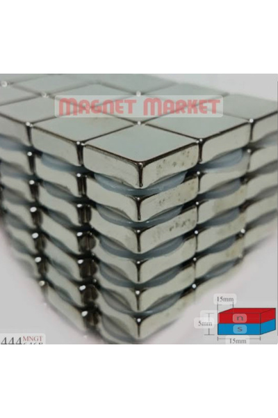 - 50 Adet - 15x15x5 - Boy 15mm X En 15mm X Kalınlık 5mm Neodymium Magnet