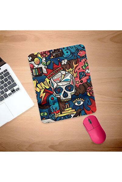 UcuruStore Πολύχρωμο Mouse Pad με σχέδιο κρανίου και στήριγμα καρπού