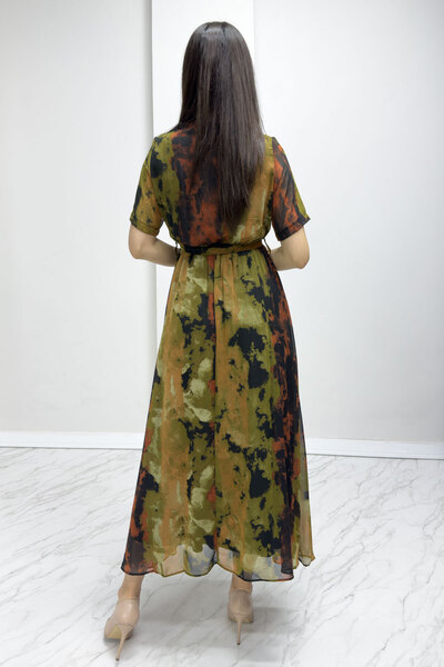 zks grup tekstil Φόρεμα σιφόν με κοντό μανίκι Leopard, Navy, Μαύρο, Tie-Dye, Καφέ, Πράσινο Floral