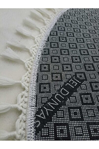 Altun 2-Piece 3-Piece Cream Modern Simirna Decorative Plush Oval Pompom Fringed Toilet Seat 50*80 40*50