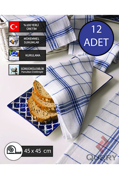 QURRY 12 Adet, 45x45cm Dimili Peçete, Kurulama Havlusu, Torşon Bezi, Mutfak Havlusu