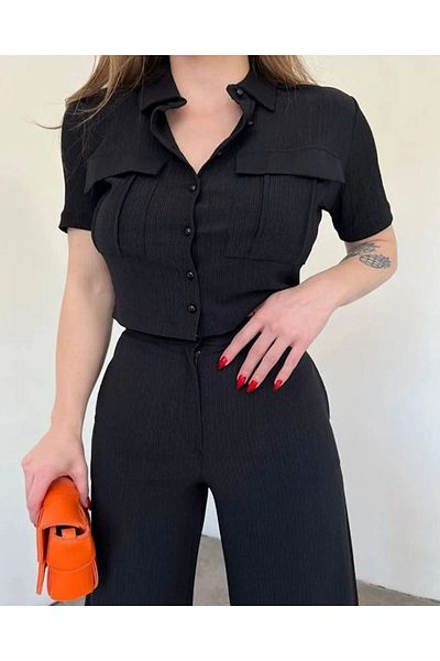 modasindoma WOMEN'S BUTTON DETAILED PANT SUIT
