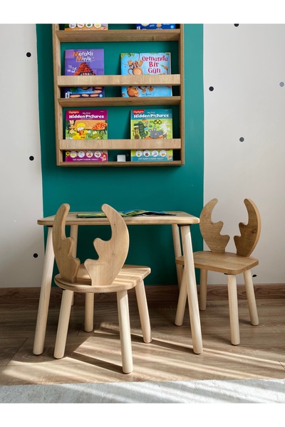 Adenwoodart Montessori Aktivite Ve Etkinlik Yaz - Sil Oyun Masa Sandalye 1 Masa 2 Sandalye Geyik Kulak
