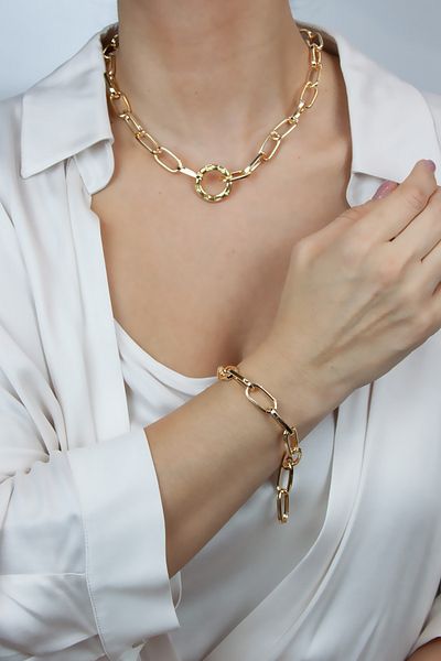 Pridza Geometric Chain Necklace Bracelet Set