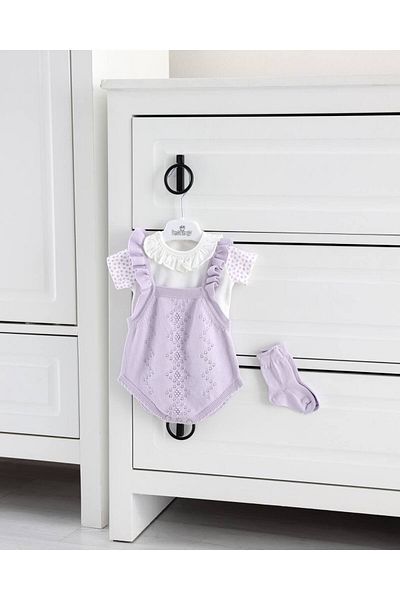 Leoking 100% Premium Organic Cotton 2 Pieces Purple Summer Baby Salopet Jumpsuit ALY00749