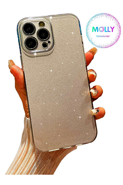 Molly iPhone 12 PRO MAX İçin Gümüş Berry Simli Parlak Silikon Kılıf