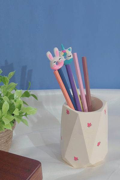 Bimumseramik حامل فرشاة منظم لحامل القلم على شكل زهرة