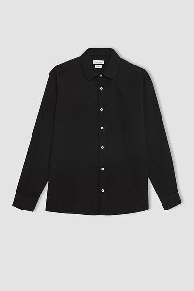 DeFacto Relax Fit Polokragen Baumwolle Basic Solid Langarmshirt C3351ax24sp