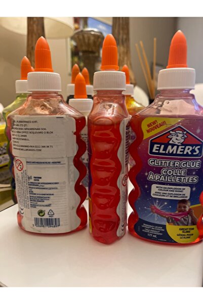 liss çarşı Simli Sıvı Yapıştırıcı Kırmızı 177 ml (Slime Yapıştırıcı)