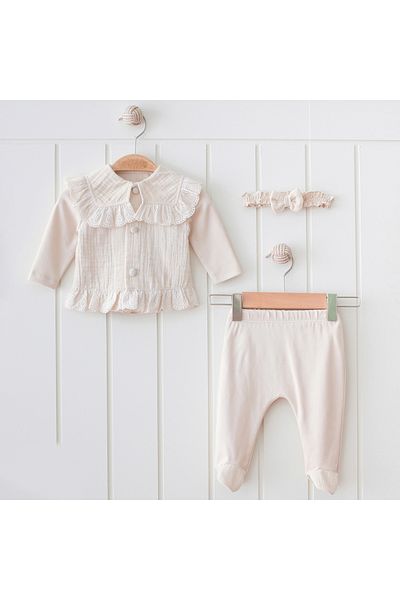 Mymio Muslin Fabric 3-Piece Baby Girl Newborn Set