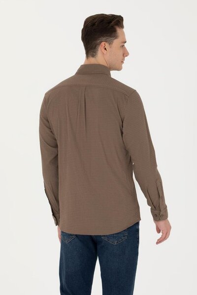 U.S. Polo Assn. Ανδρικό πουκάμισο Χακί - Μακρυμάνικο