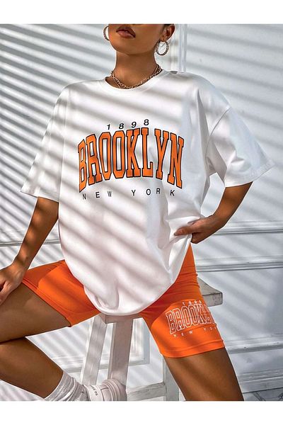 Josette Μπλουζάκι Brooklyn 1898 - Λευκό εμπριμέ κοντό μανίκι με λαιμόκοψη