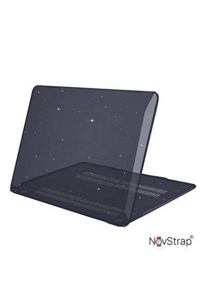 NovStrap Macbook Air 2021 13 Inç Uyumlu M1 Çipli A2337 A1932 A2179 Ile Uyumlu Parlak Simli Kılıf Kapak