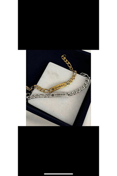 Doğaltaş Spotify QR kodlu çelik bileklik aşk hediyesi