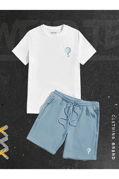 WEARTEX New Season 2-Piece Question Printed Shorts T-shirt Set