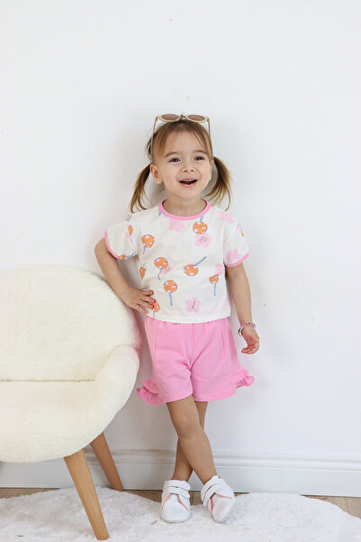 Harika KIDS طقم مكون من قطعتين مع شورت مطبوع عليه مصاصة للفتيات