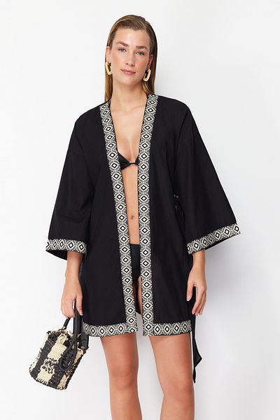Trendyol Collection TBESS24KM00023 Model Black Mini Beach Kimon a Kaftan