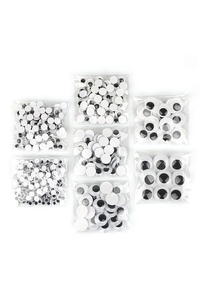 Choice 100PcsDIY Movable Eyes Simulated Animal Eyesblack and White Colored Self Adhesive Doll Eyes