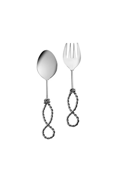 Karaca Rope Service Löffel und Gabelset, Silber