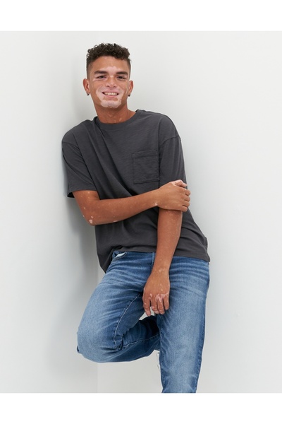 AMERICAN EAGLE تي شيرت رجالي أسود U-1164-2921