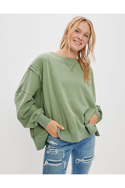 AMERICAN EAGLE Green Women's / Girl's Sweatshirt U-1457-1911