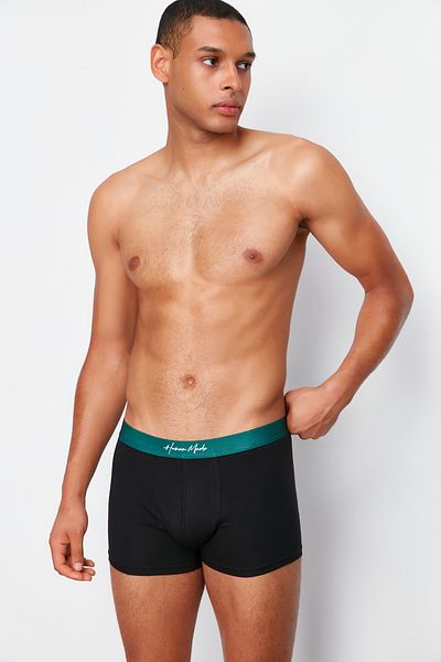 Trendyol Collection 3-teilige Boxershorts aus flexibler Baumwolle mit schwarzem Text und Gummizug TMNAW24BX00004