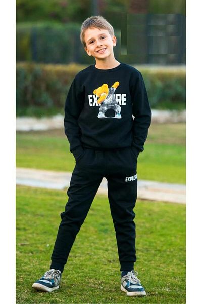 çiko kids Σετ φόρμας Boy's Boom Teddy Bear με στάμπα Jogger Raised Cotton