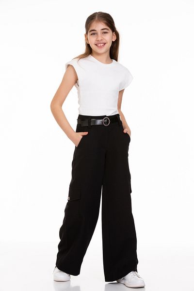 LAPINKOD Girl's Belted Pipe Leg Trousers
