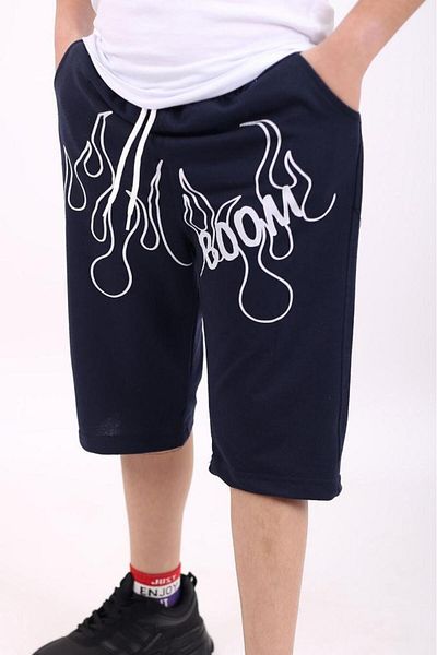 Çiggo Kids Capri/pantaloni scurți/bermude din bumbac pieptănat pentru băieți cu buzunare imprimate cu flacără