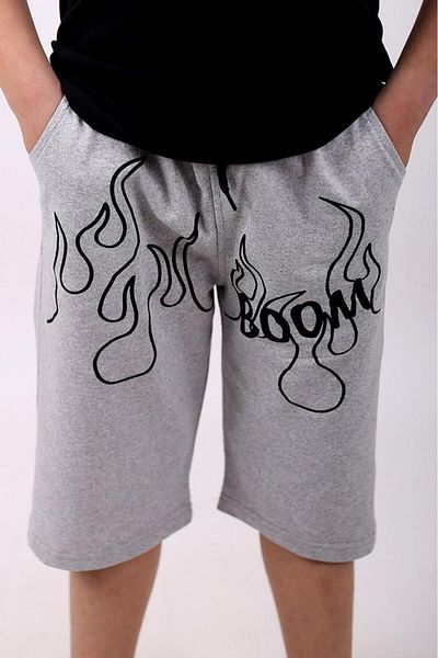 Çiggo Kids Capri/pantaloni scurți/bermude din bumbac pieptănat pentru băieți cu buzunare imprimate cu flacără