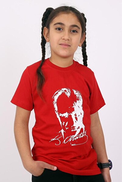 Çiggo Kids Unisex Ataturk Printed and Turkish Flag Cotton Kids T-Shirt for Girls Boys (UNISEX) 5-13 Years