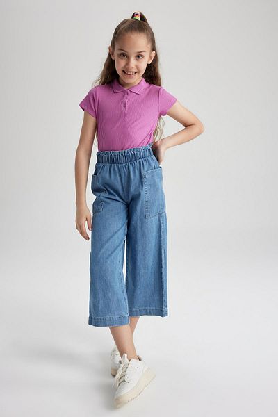 DeFacto Tricou polo cu mânecă scurtă pentru fetiță, cu caroură, Z7794a623sm