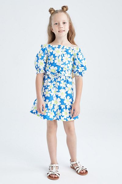 DeFacto Girl's Floral Short Sleeve Blouse Skirt 2 Piece Set Y6962a622hs