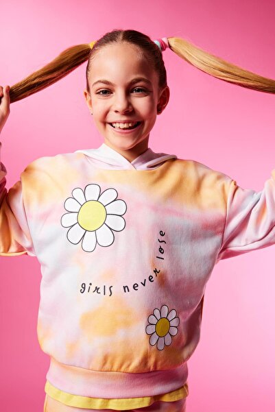 DeFacto Kız Çocuk Kapüşonlu Çiçek Desenli Kalın Sweatshirt Z4170a623sp