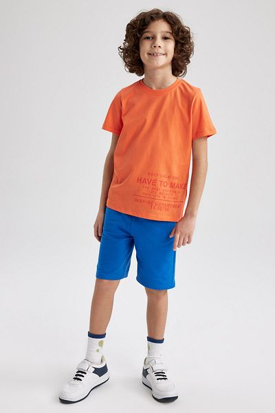 DeFacto Boy's Crew Neck Printed Short Sleeve T-Shirt Z9323a623hs