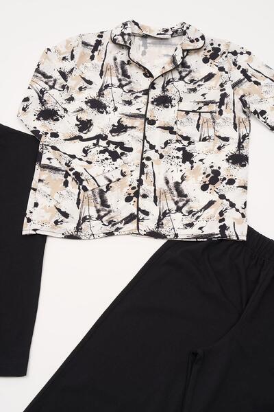 for you kids Set de pijamale 3 bucăți, pantaloni, tricou, negru