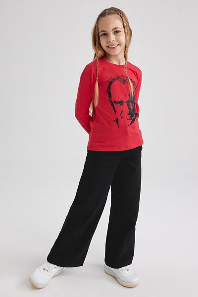DeFacto Girl's Ataturk Printed Long Sleeve Red T-Shirt Z9145a623sp
