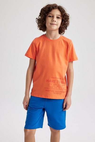 DeFacto Boy's Crew Neck Printed Short Sleeve T-Shirt Z9323a623hs