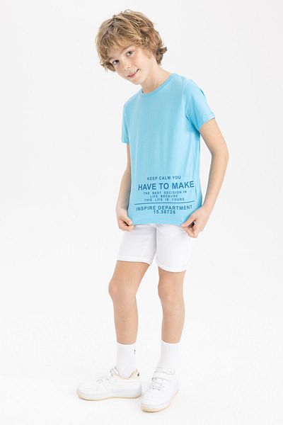 DeFacto Boy's Crew Neck Printed Short Sleeve T-Shirt Z9323a623hs
