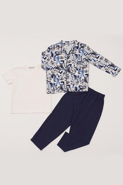for you kids 3-Piece T-shirt Trousers Ecru Pajama Set