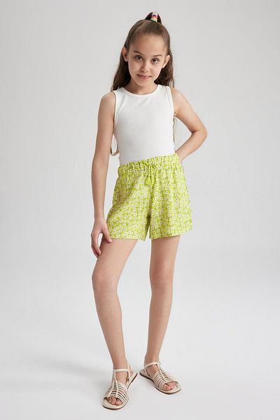 DeFacto Girl's Flower Patterned Viscose Shorts T3846a623hs