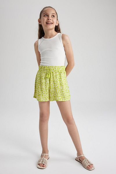 DeFacto Girl's Flower Patterned Viscose Shorts T3846a623hs