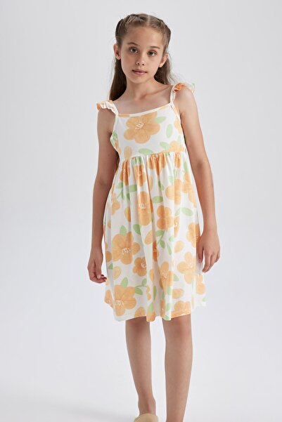 DeFacto Girl's Patterned Suspender Dress A1597a823sm