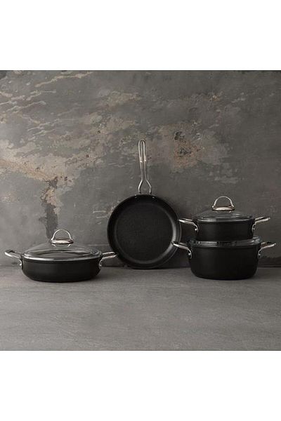 Nehir Galaxy Titanium - 7 Piece Black Pot and Pan Set