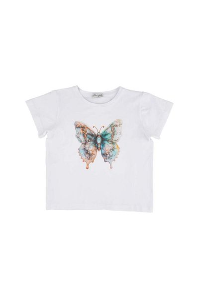 best kids Girl's White Butterfly Printed Blouse