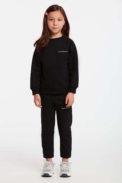 GRIMELANGE Σετ μαύρης αθλητικής φόρμας Jabor Girl's Embroidered Crew Neck Comfort