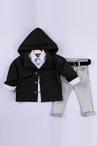 Gold Class Kidswear طقم معطف واق من المطر للأولاد بجيب وغطاء للرأس