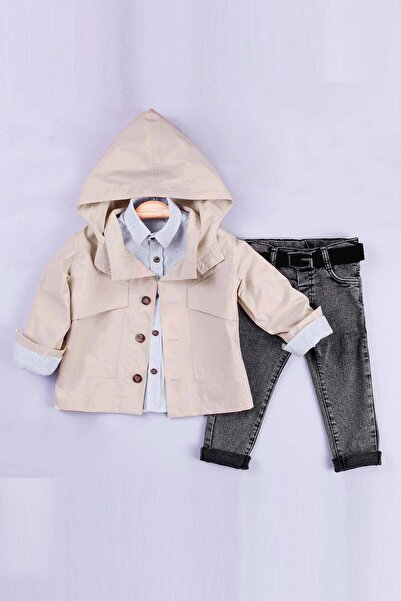 Gold Class Kidswear طقم معطف واق من المطر للأولاد بجيب وغطاء للرأس